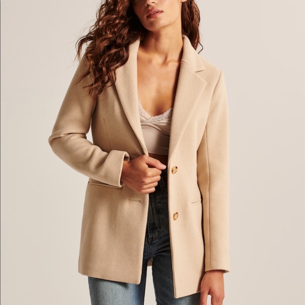 New Abercrombie Tan Blazer Jacket Medium Petite